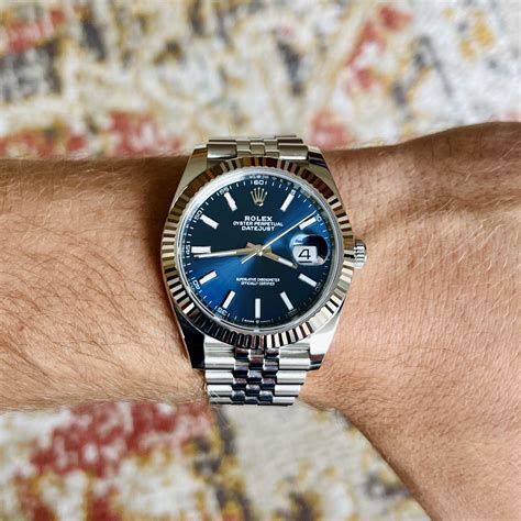 rolex datejust blue dial fluted bezel 2018|Rolex Datejust 41 white jubilee.